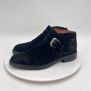 Cesare Paciotti Men Size 6.5 Black Suede Silver Buckle Ankle Casual Shoes